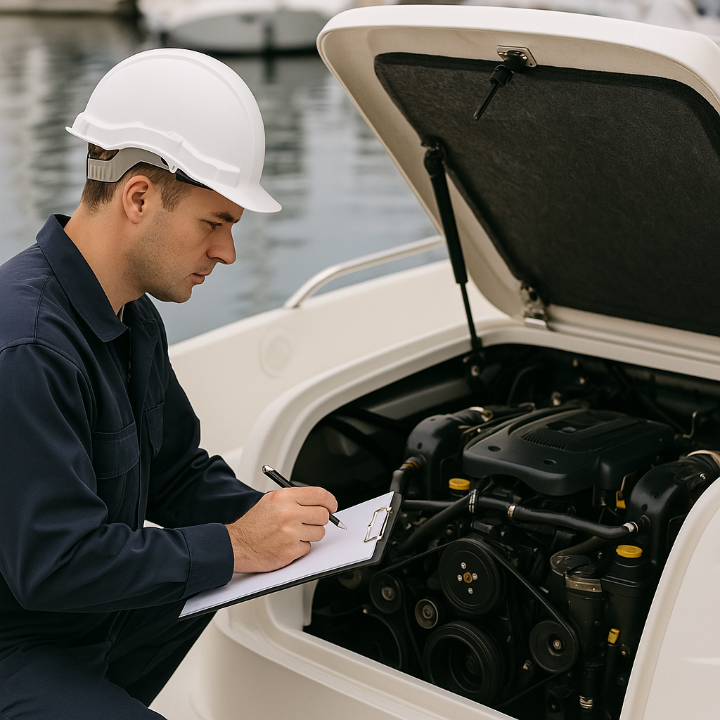 Inspector náutico realizando una inspección